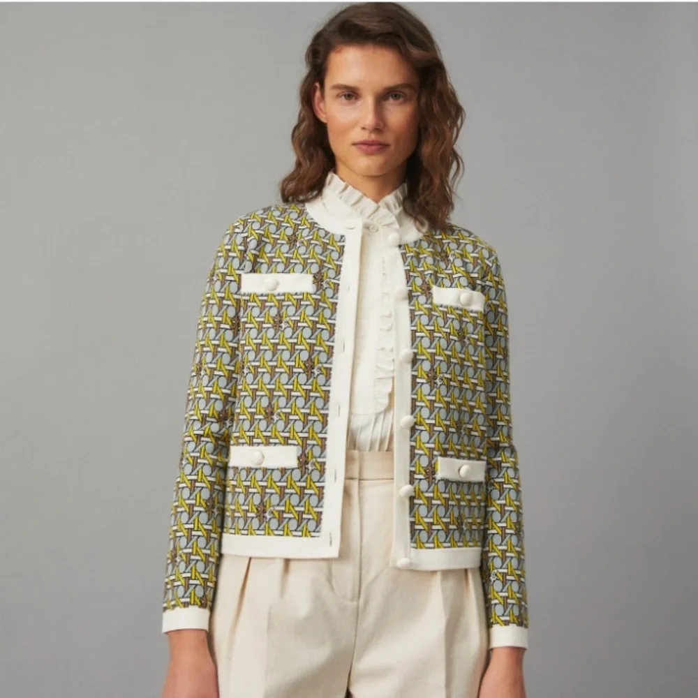 New $498 Tory Burch Plaid Kendra Cardigan